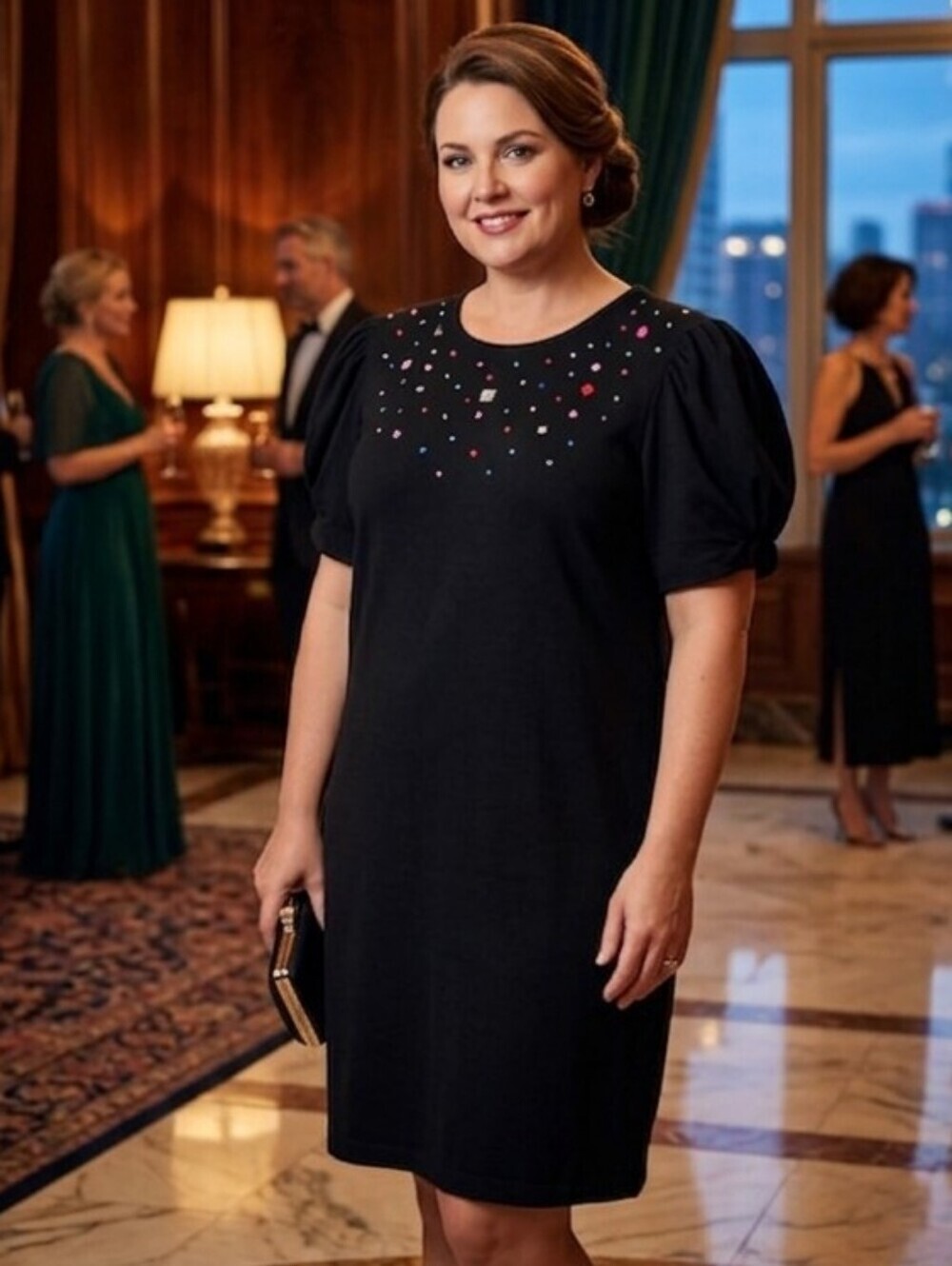 Karl Lagerfeld Black Dress with Colorful Embellishments